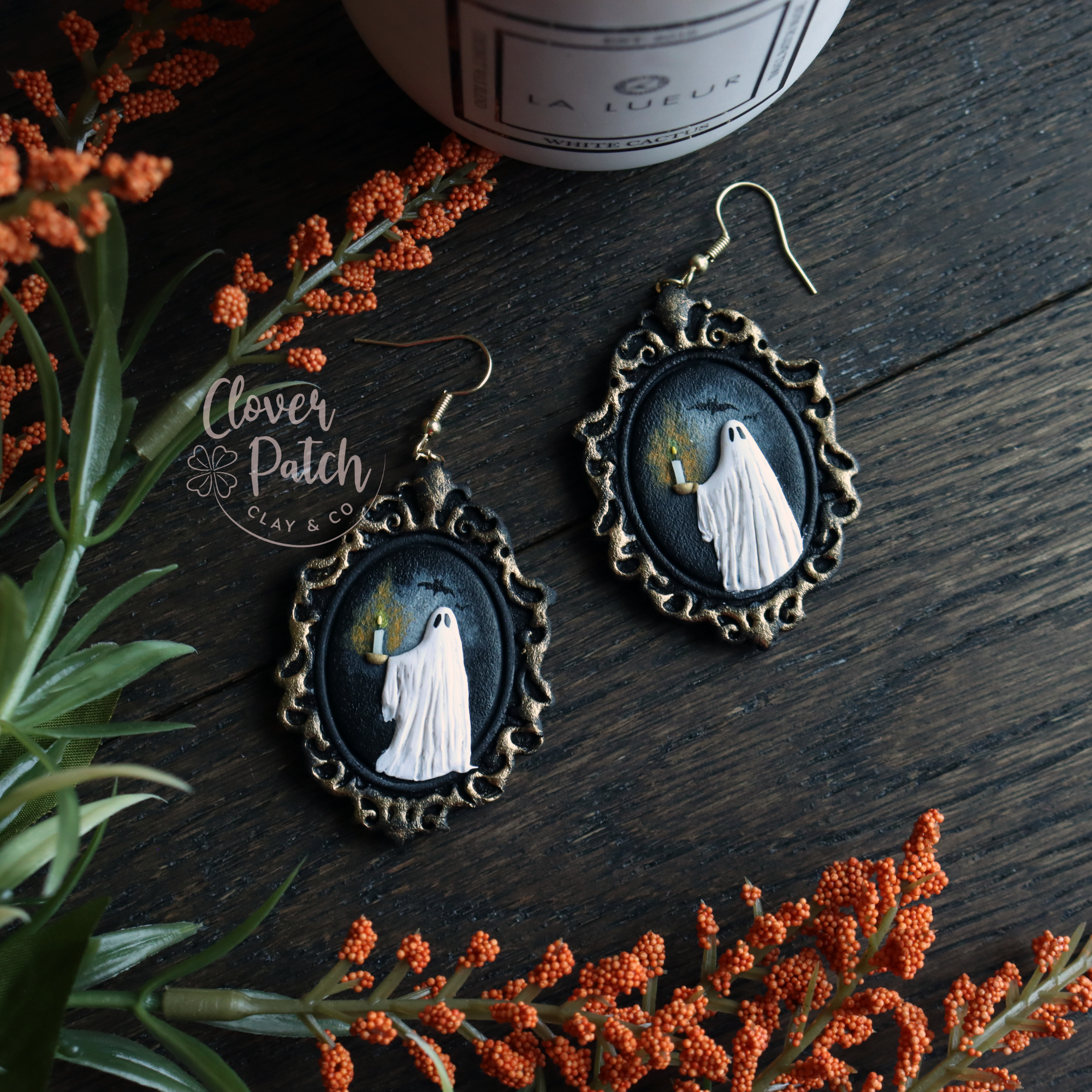 Haunted Ghost Candle Earrings